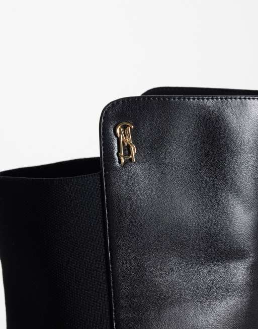 Steve Madden Axel chunky knee boots in black leather, 4 of 4