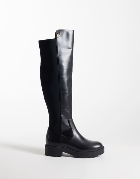 Steve Madden Axel chunky knæstøvler i sort læder - view 1