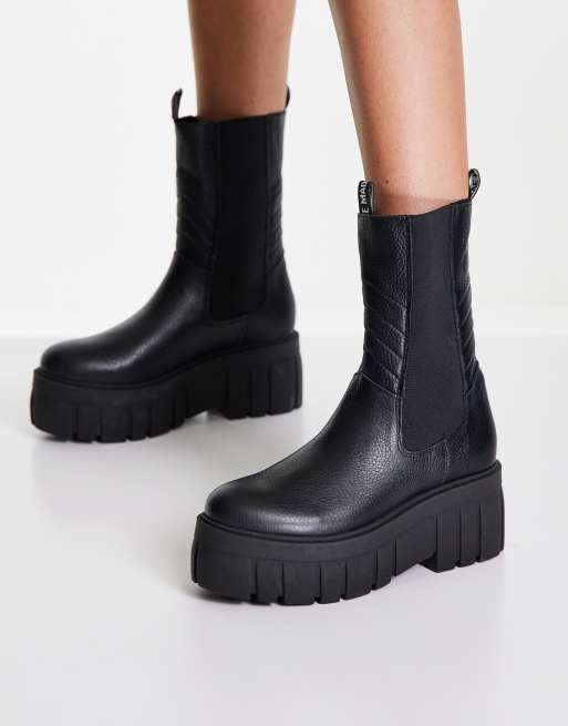 Steve Madden – Azzy – Klobige Chelsea-Stiefel aus Leder in Schwarz, 4 von 4