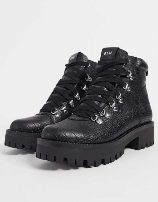 Steve Madden - Bam vandrestøvler i sort krokodillemønster