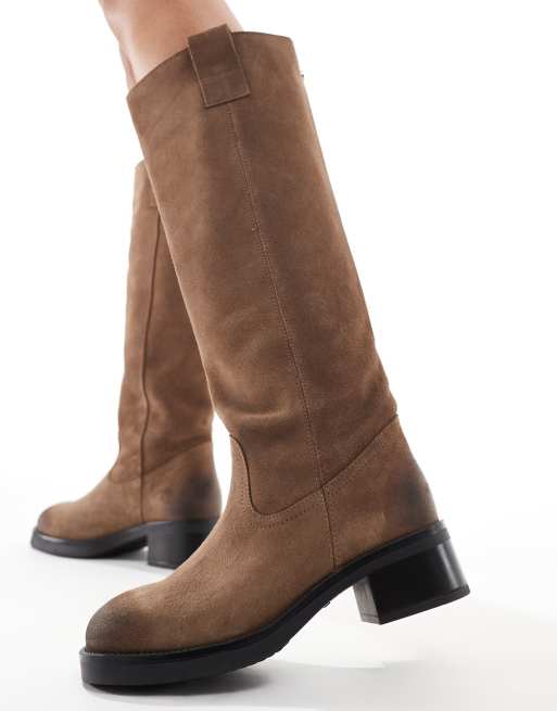 Steve Madden Banner suede pull on knee boots in taupe