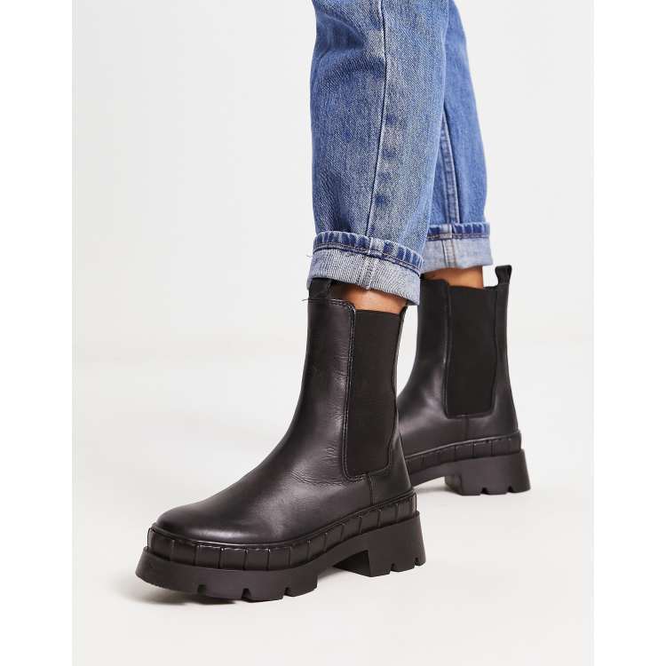 imagen Zumbido Cervecería Steve Madden Barclay chunky ankle boots in black leather | ASOS