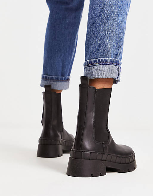 Steve Madden Barclay chunky ankle boots in black leather