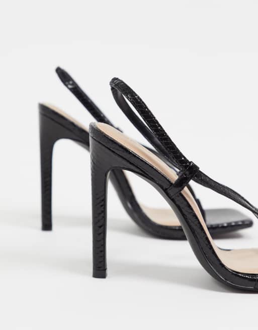 Steve Madden Bashment heeled sandals in black snake ASOS