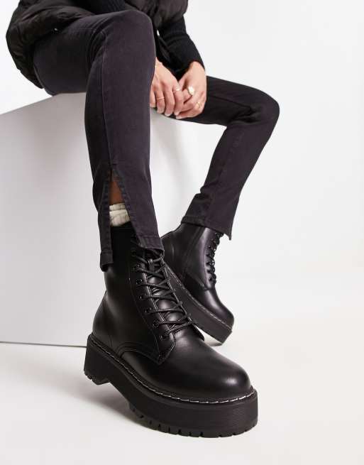 Steve Madden – Basille – Svarta boots med snörning