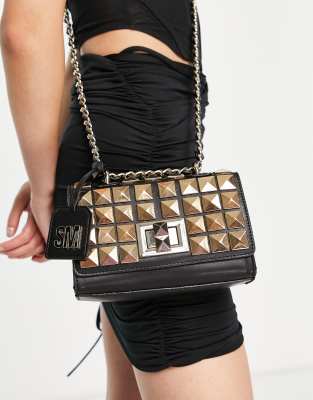 Steve Madden Bastud studded cross body bag in black