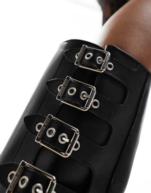 Steve Madden – Battle – Biker-Stiefel aus schwarzem Leder mit mehreren Schnallen, 3 von 4