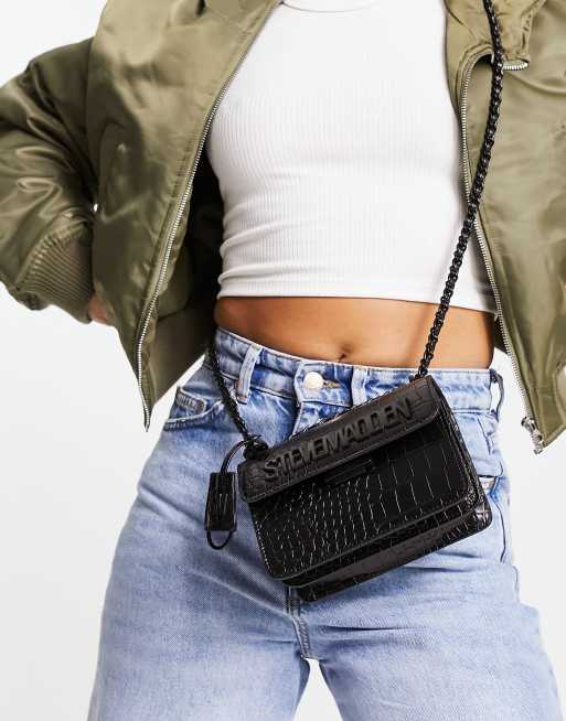Steve Madden Bbet-c shoulder bag in black croc