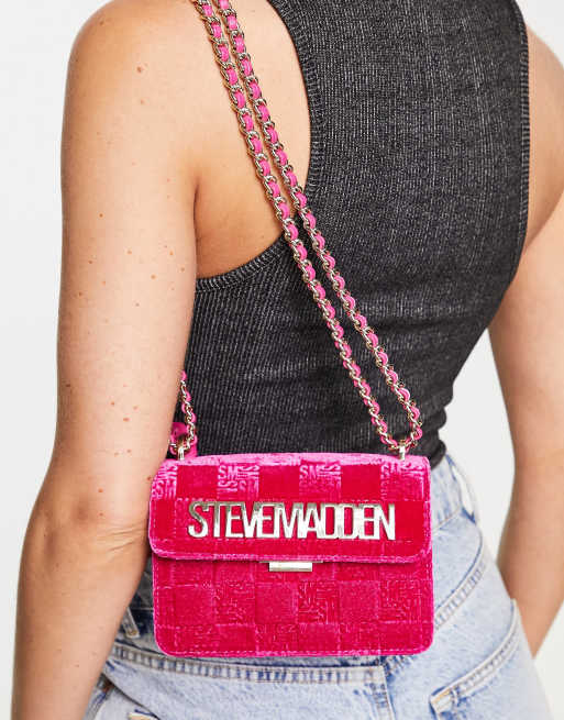 Steve Madden - Bbet-V - Borsetta a tracolla in velluto rosa a scacchi