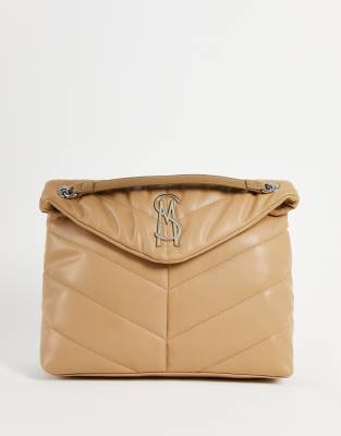 Steve Madden Bbrita quilted chain handle shoulder bag in taupe  - ASOS Price Checker