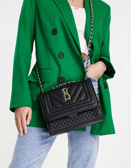 Steve Madden Bcala quilted chain handle cross body bag in black ASOS