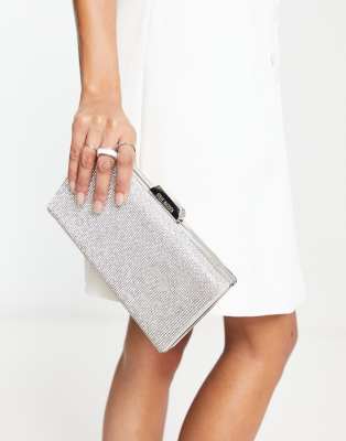 Steve Madden Bcapsol clutch bag in silver rhinestone - ASOS Price Checker