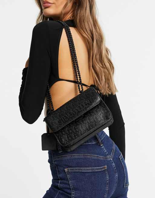 Steve Madden Bcoal monogram chain xbody logo bag in black | ASOS