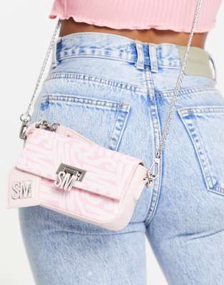 Steve Madden - Bcoaster - Borsa a tracolla con logo e catena, colore rosa