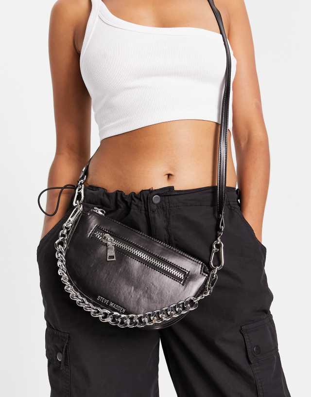 Steve Madden Bcobraa chain crossbody bag in black