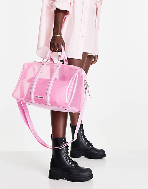 Steve Madden Bdaylinc transparent weekend bag in candy pink