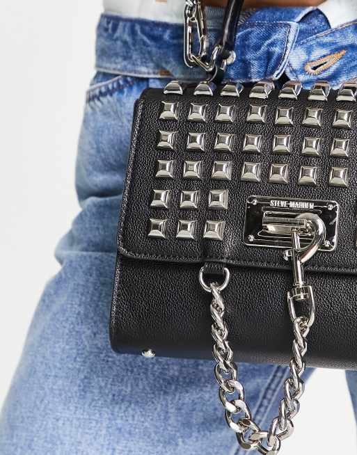 Steve Madden BDuo cross body bag with pyramid studs in black