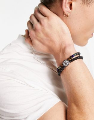 Steve madden beaded two layer bracelet with pendant-Multi
