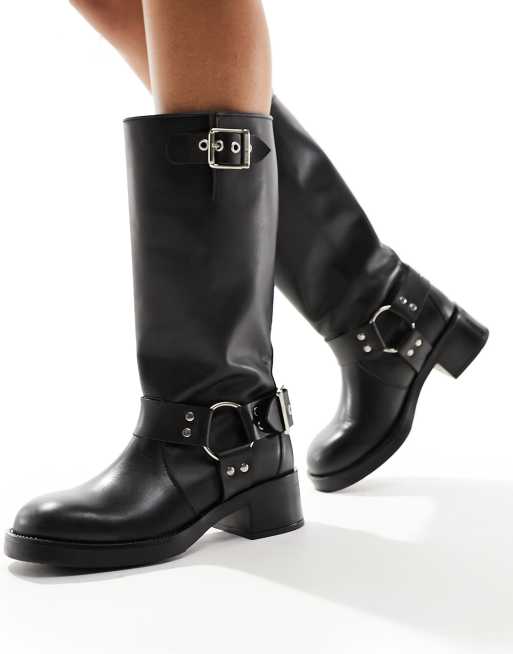 Steve Madden - Beau - Bikerstøvler med kæderem i læder , 2 af 4