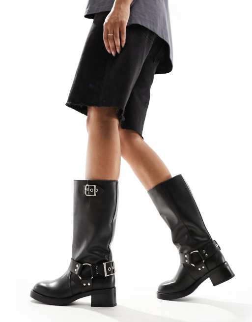 Steve Madden Beau leather biker boots with chain harness ASOS