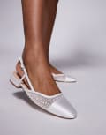 [Steve Madden] Steve Madden Belinda-P pearl embellished ballet flats in ivory mesh.-White 38 Ivory mesh