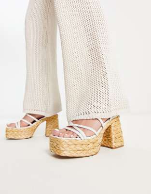 Steve Madden Belise seagrass platform sandals in white - ASOS Price Checker