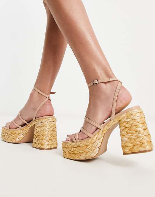 Steve Madden Belise seagrass platform sandals in blush