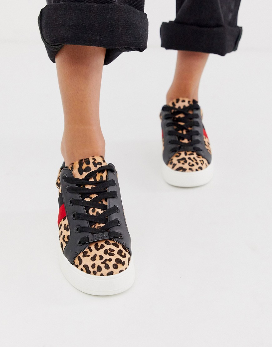Steve Madden - Belle - Sneakers met plateauzool, contrasterende streep en luipaardprint-Multi