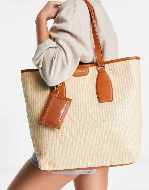 Steve Madden – Beżowa torebka typy tote z tkaniny 