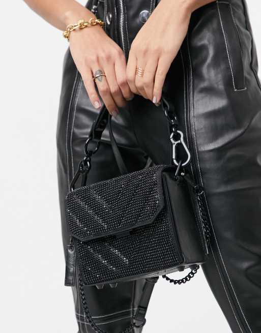 Steve Madden BFoster crossbody box bag in black rhinestone | ASOS