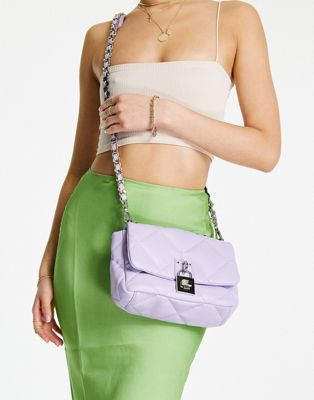 Steve Madden Bgaia quilted cross body bag with chain in lavender