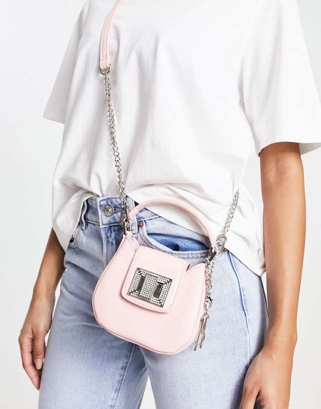 Steve Madden - bglance cross body rhinestone bag in light pink