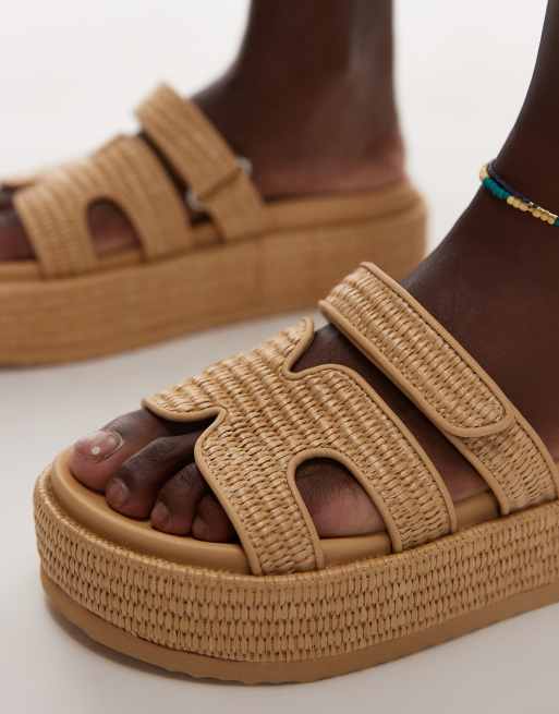 Steve Madden Big Missile chunky flatform sandals in raffia