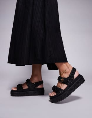  Big Mona chunky sandals in raffia black
