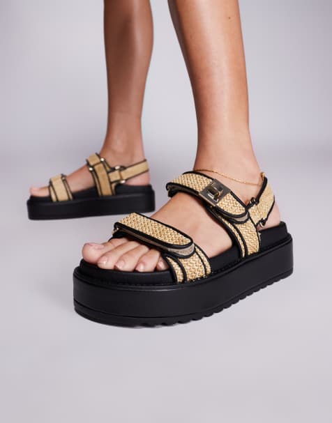 Steve Madden Bigmona flatform sandals in natural raffia - view 1