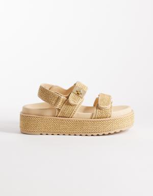 Steve Madden Bigmona flatform sandals in natural raffia