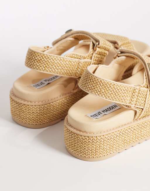 	Steve Madden Bigmona flatform sandals in natural raffia, 4 of 4
