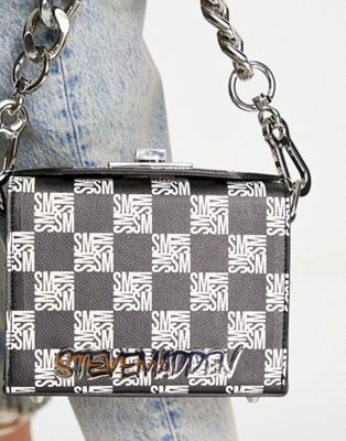 Steve Madden Bkinder crossbody box bag in logo checkerboard