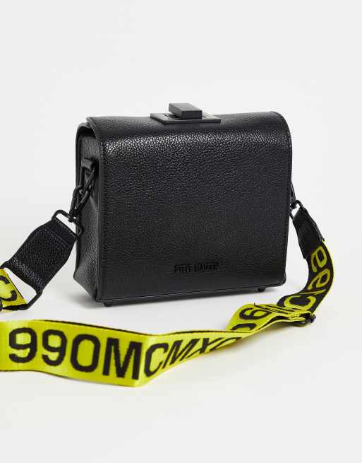 Steve Madden Bkween black camera cross body bag with logo taping