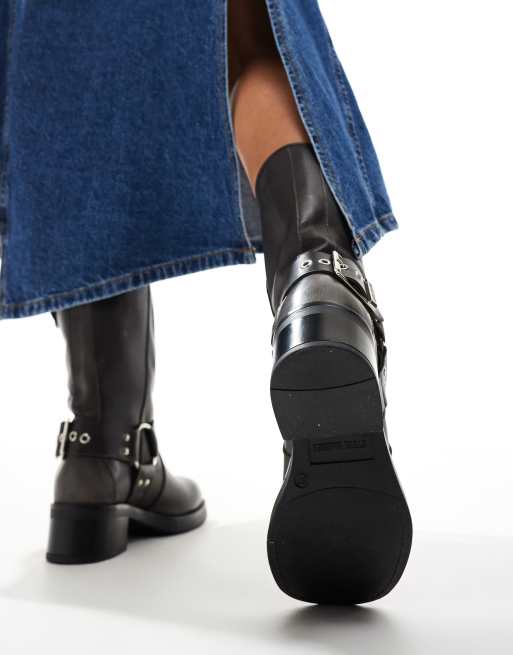 Steve Madden Blessing pull on biker boots grey distressed leather