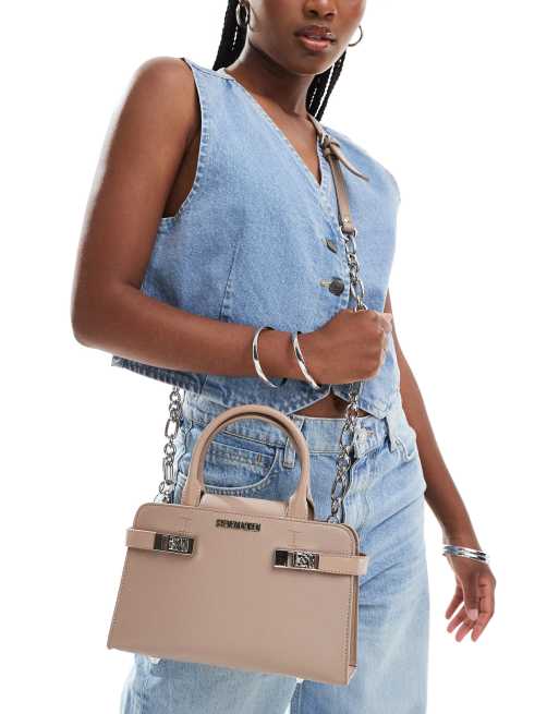 Steve Madden - Blinden - Gestructureerde mini-tote met handvat en goudkleurige hardware in taupe