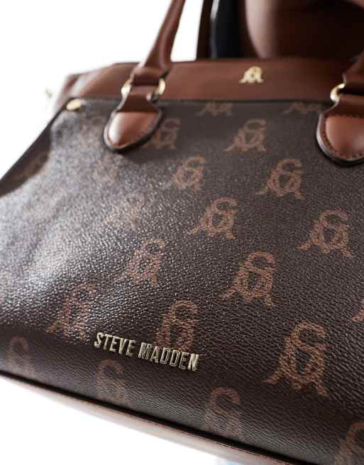 Steve Madden – Bmarios – Tote Bag in Braun mit Monogramm | ASOS