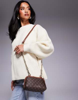 Steve Madden Bmarlie Monogram shoulder Bag in Brown