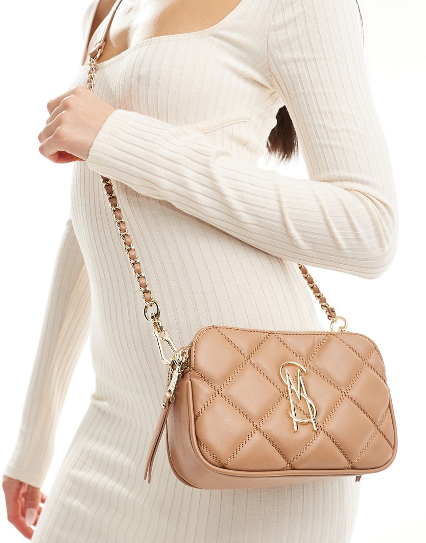 Steve Madden Bmarvis quilted cross body bag in tan-Brown