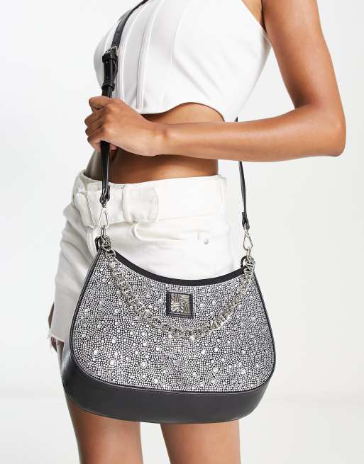 Steve Madden Bmavis-R rhinestone shoulder bag in silver