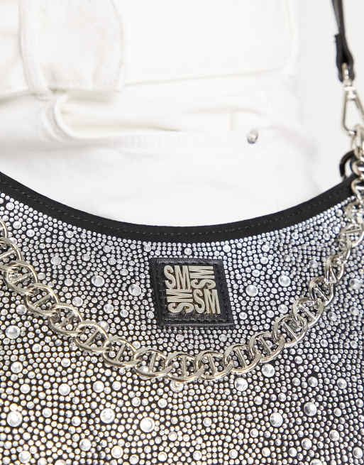 Steve Madden – BMavis – Schultertasche in Schwarz mit Kristallbesatz und Kettendesign, 3 von 4