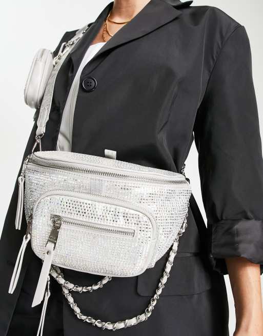 Steve Madden Bmaxima Crossbody Bag In Iridescent Crystal-Silver for Women