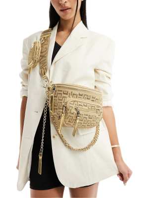 Steve Madden - Bmaxima-S - Borsa a tracolla color oro con monogramma