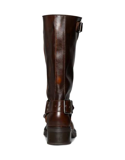 Steve Madden Boneta pull on harness knee boots in brown leather, 4 of 4