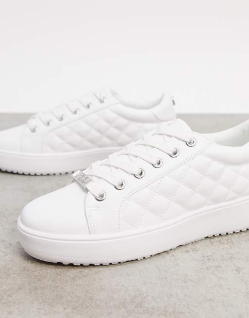 Steve Madden Border quilted trainer in white